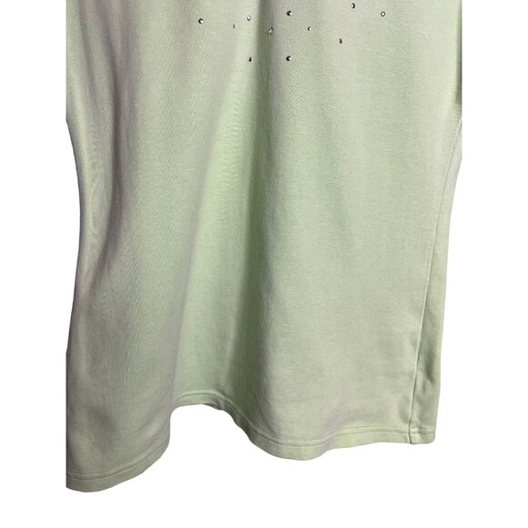 Christine Alexander Women's V-Neck Top W/Rhinestones Small Light Green 3/4 Sleev - Picture 3 of 9